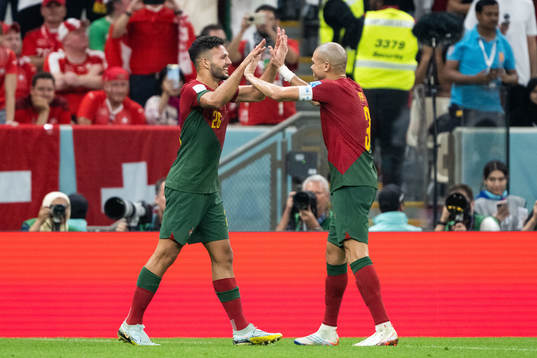 Goncalo Ramos of Portugal celebrates with Pepe