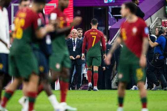 Cristiano Ronaldo of Portugal leaves the pitch