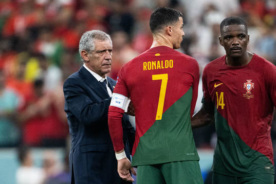 Head coach Fernando Santos and Cristiano Ronaldo of Portugal