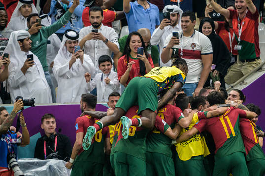 Goncalo Ramos of Portugal celebrates the 1-0 goal with