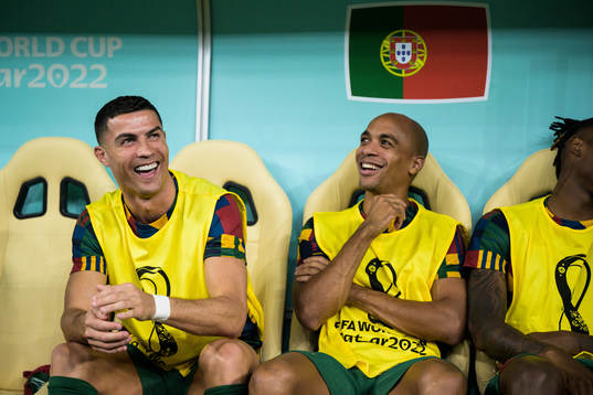 Cristiano Ronaldo and Joao Mario of Portugal