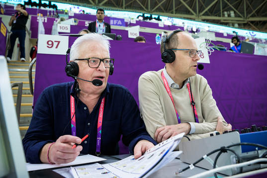 Swedish TV4 broadcast commentators Hans Backe and Lars