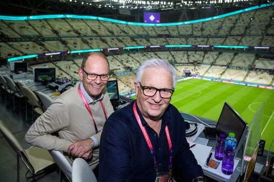 Swedish TV4 broadcast commentators Lars Granqvist and Hans