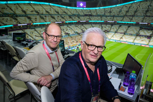 Swedish TV4 broadcast commentators Lars Granqvist and Hans