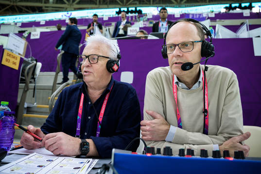 Swedish TV4 broadcast commentators Hans Backe and Lars