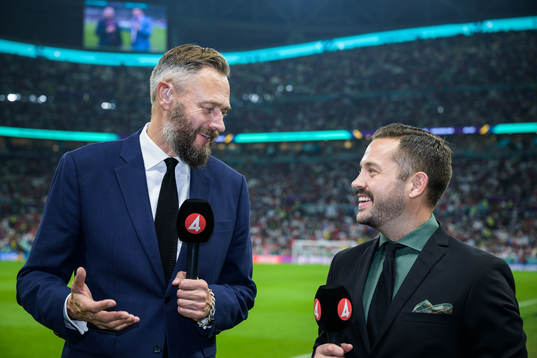 Swedish TV4 broadcast reporters Olof Lundh and Gusten