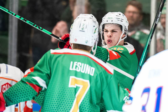 Oskar Pettersson of Rögle celebrates