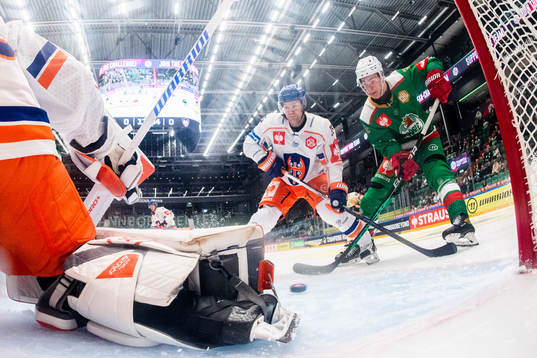 Oskar Pettersson of Rögle scores the 1-0 goal behind