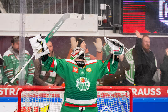Goalkeeper Calle Clang of Rögle celebrates