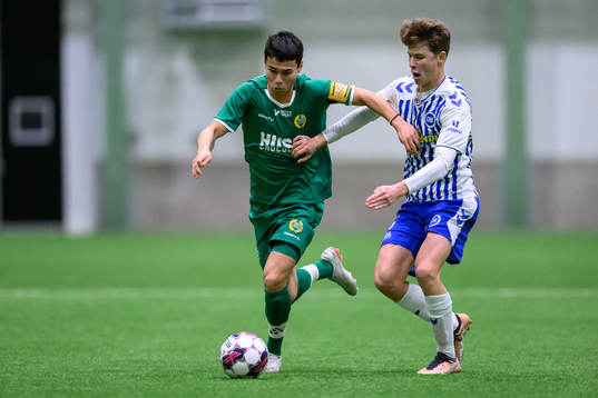Hammarbys Liam Källman och Odenses Nikolaj Juul Sandberg
