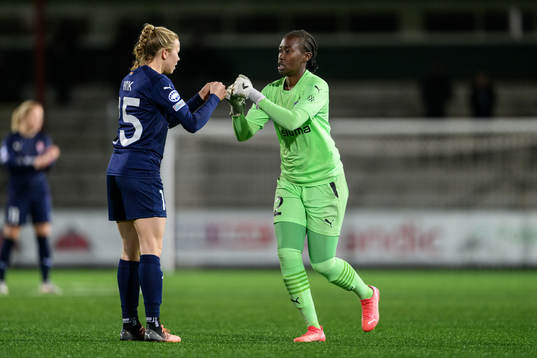goalkeeper Angel Mukasa of Rosengård enters the field