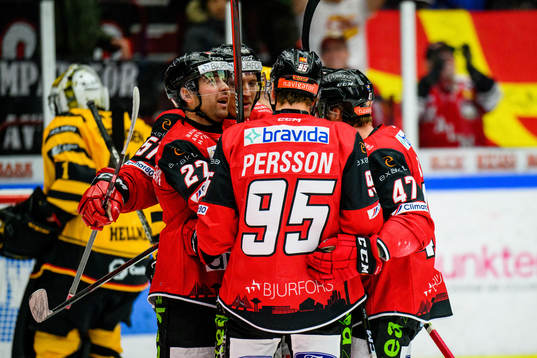 Malmö Redhawks spelare jublar