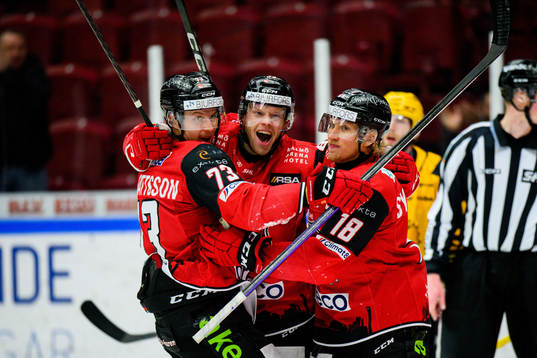 Malmö Redhawks Adam Ollas Mattsson, Carl Söderberg och