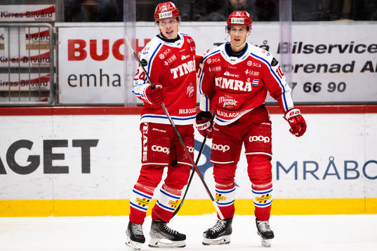 Timrås Erik Walli Walterholm och Robin Alvarez jublar