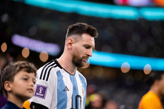 Lionel Messi of Argentina enters the pitch for the FIFA