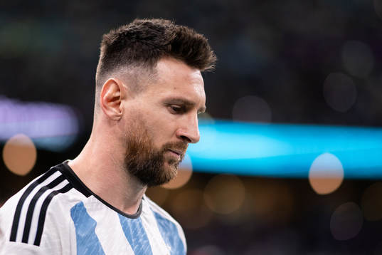 Lionel Messi of Argentina enters the pitch for the FIFA