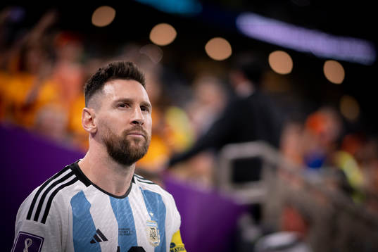 Lionel Messi of Argentina enters the pitch for the FIFA