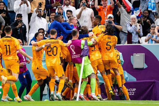 Wout Weghorst of Netherlands celebrate with team mates