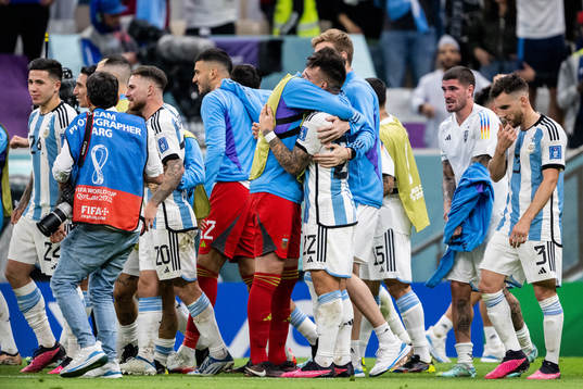 Lautaro Martinez of Argentina celebrate with team mates