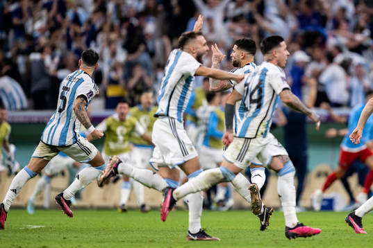 Nicolas Otamendi of Argentina celebrate against players of