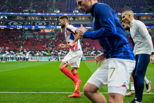 Olivier Giroud and Antoine Griezmann of France