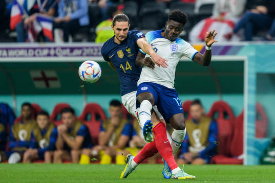 Adrien Rabiot of France and Bukayo Saka of England