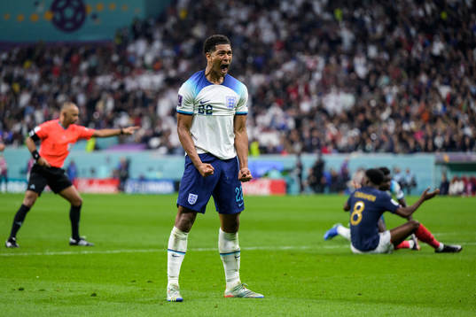 Jude Bellingham of England celebrates as England is
