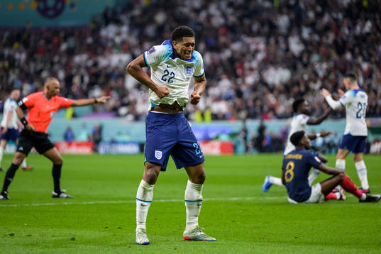Jude Bellingham of England celebrates as England is
