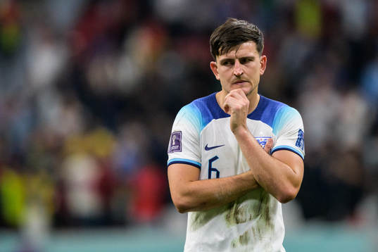 Harry Maguire of England looks dejected