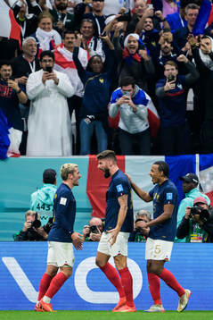 Antoine Griezmann, Olivier Giroud and Jules Kounde of