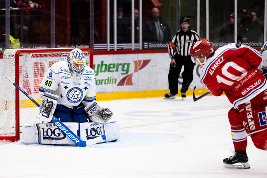 Leksands målvakt Mantas Armalis och Timrås Robin Alvarez