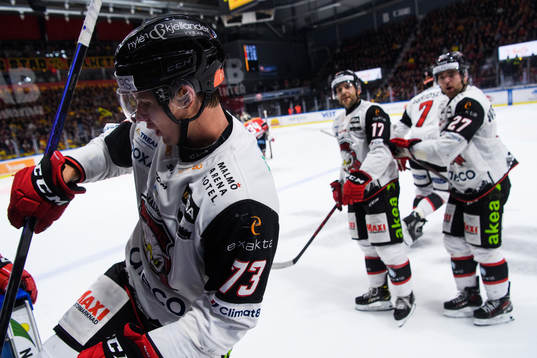 Malmö Redhawks Adam Ollas Mattsson, Pathrik Westerholm och