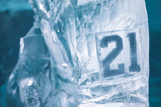 On this handout photo from The Icehotel an ice sculpture of