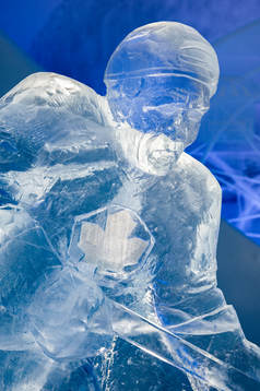 On this handout photo from The Icehotel an ice sculpture of