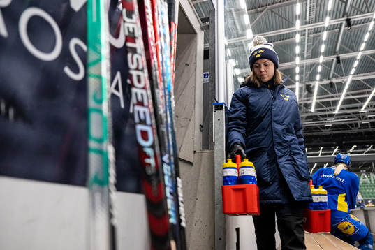 Physiotherapist Elin Stenberg of Sweden at a training