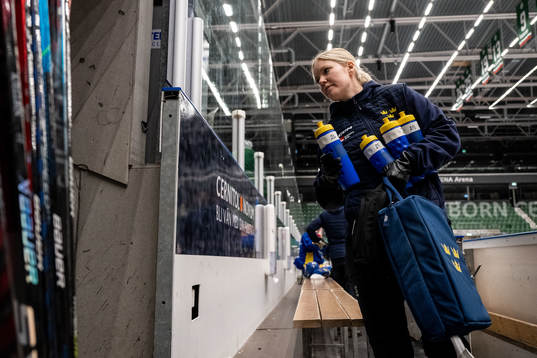 Physiotherapist Erica Svensson of Sweden at a training