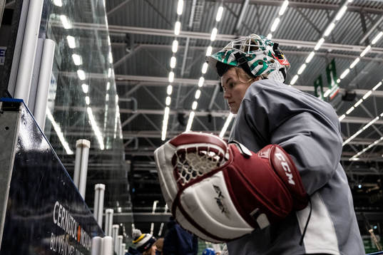 Goaltender Emma Söderberg of Sweden at a training session