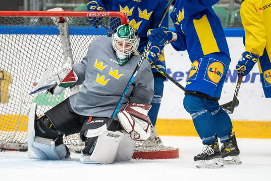 Goaltender Emma Söderberg of Sweden at a training session