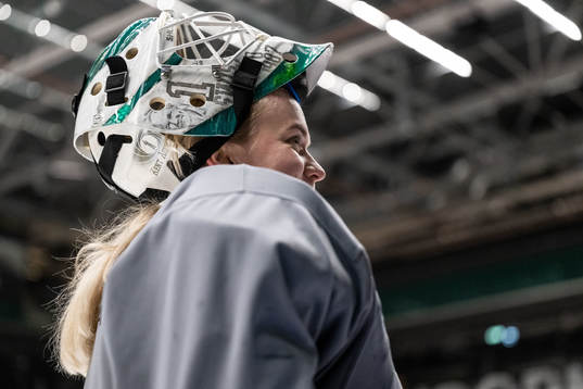 Goaltender Emma Söderberg of Sweden at a training session
