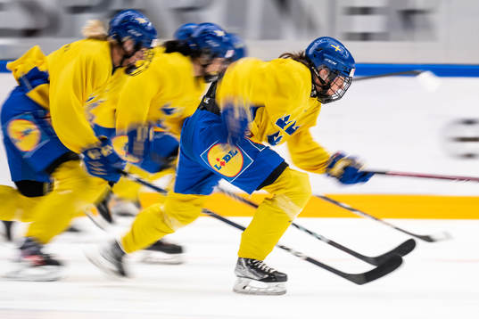 Players of Sweden at a training session