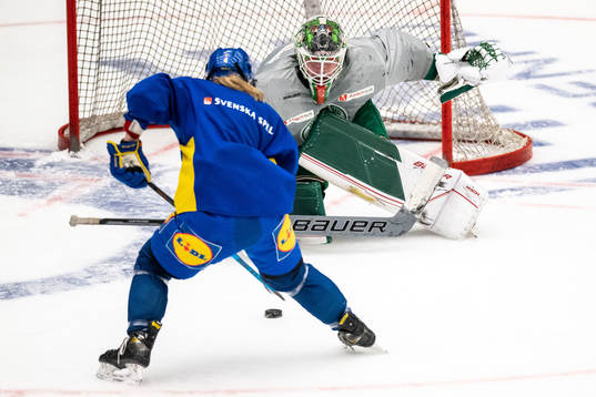Goaltender Samuel Jonsson of Rögle at a training session