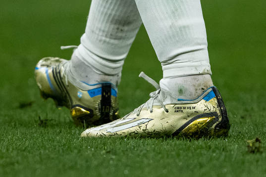 The shoes of Lionel Messi of Argentina