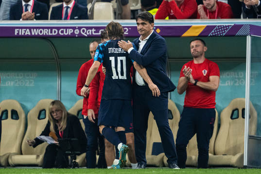 Luka Modric and head coach Zlatko Dalic of Croatia
