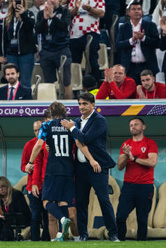 Luka Modric and head coach Zlatko Dalic of Croatia