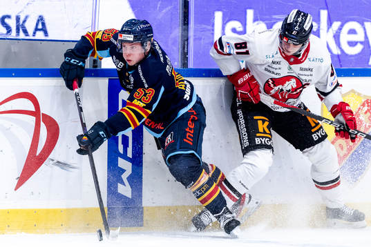 Djurgårdens David Blomgren och Vita Hästens Erik Borg
