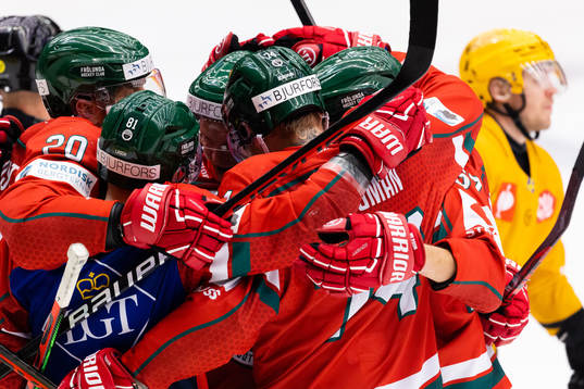 Andreas Borgman of Frölunda celebrates scoring 1-0