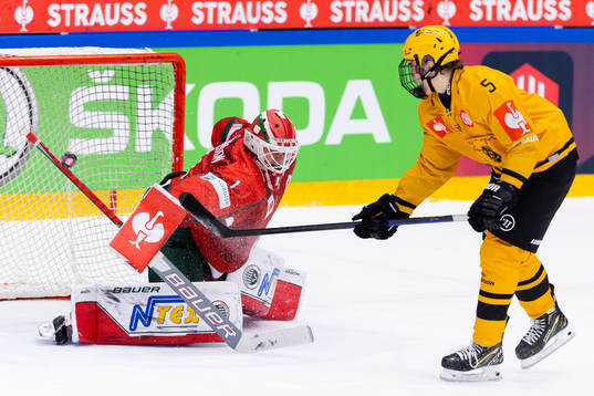 Goalkeeper Lars Johansson of Frölunda saves a penalty shot