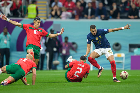 Sofyan Amrabat, Jawad El Yamiq and Achraf Hakimi of Morocco