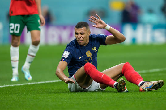 Kylian Mbappe of France reacts