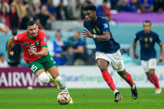Selim Amallah of Morocco and Aurelien Tchouameni of France